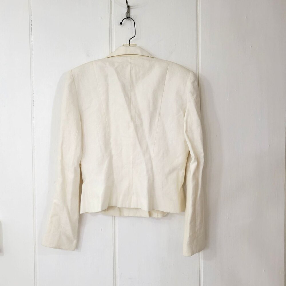Sylvia Heisel Cropped White Linen Suit Jacket - Picture 4 of 5